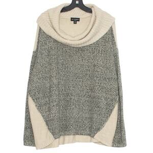 Cowl Neck Sweater Cottage Oversized Chunky Cozy Comfort Minimalist Gray Tan 2X